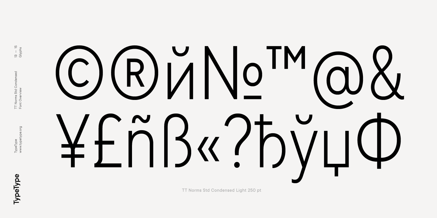 Przykład czcionki TT Norms Std Condensed Normal Italic